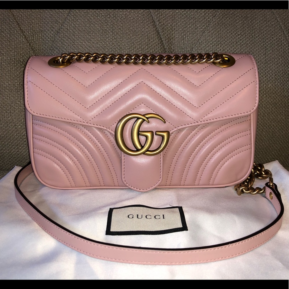 Gucci Marmont Matelasse Small Shoulder Bag Pink